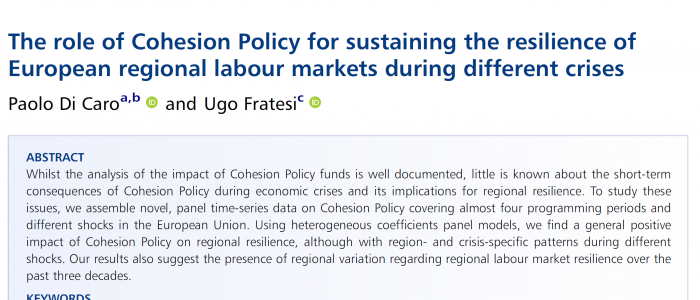 The role of Cohesion Policy for sustaining the resilience of European regional labour markets during different crises